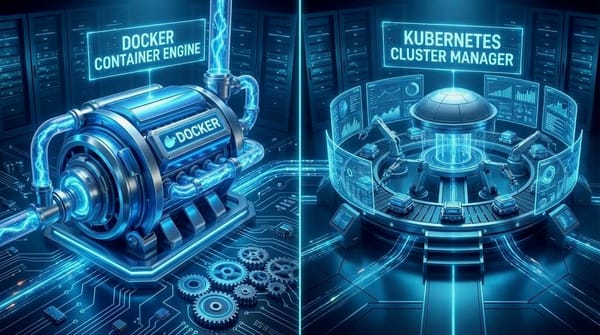 Docker vs Kubernetes: Đừng nhầm lẫn giữa Động cơ và Nhà máy Feature Image